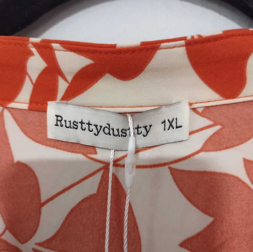 Rustty Dusty Printed Notched Long Sleeve Maxi Dress Size 1XL - Picture 12 of 14